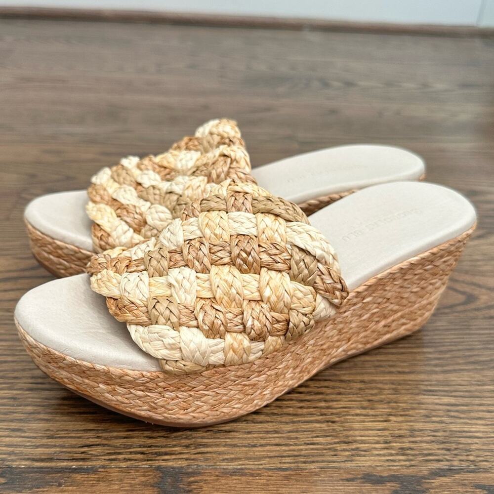 Chocolat Blu Women's Yunis Raffia Upper Wedge Slide Shoes Size 6